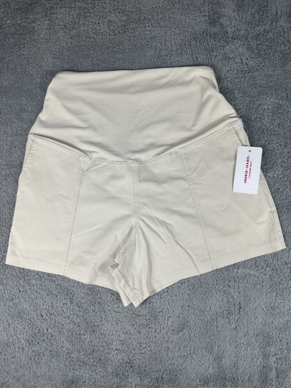 Isabel Maternity by Ingrid & Isabel High Waist Active Shorts Beige